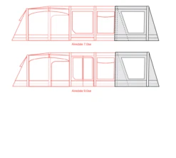 Outdoor Revolution Airedale 7.0SE / 9.0SE Front Porch Extension -Outwell || Vango || Fiamma Sales airedale 7se 9se front porch extension floorplan 3