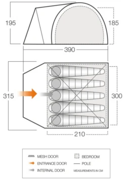 Vango Carron 500 Tent -Outwell || Vango || Fiamma Sales carron 500 dimensions image