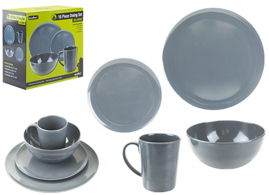 Summit 16 Piece Melamine Dining Set In Grey 3 Summit 16 Piece Melamine Dining Set In Grey
